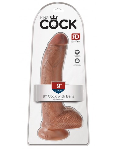 King Cock 9 inch Balls Tan