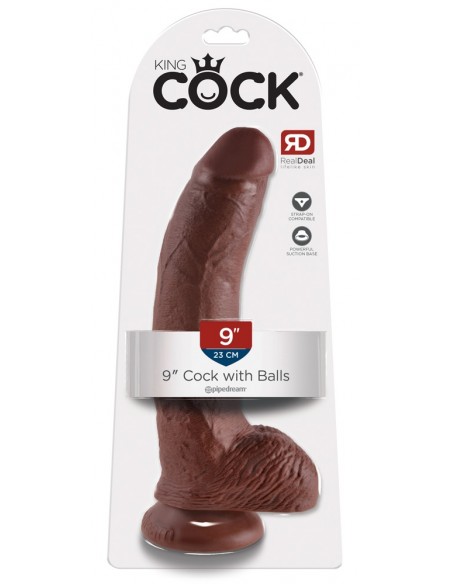 KC 9" Cock with Balls Brown