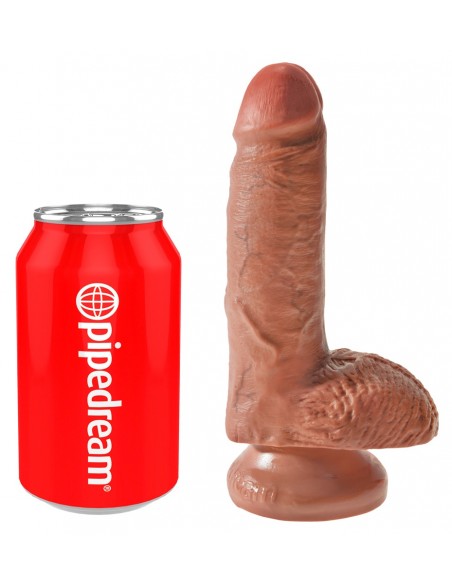 King Cock 7" Cock w Balls Tan