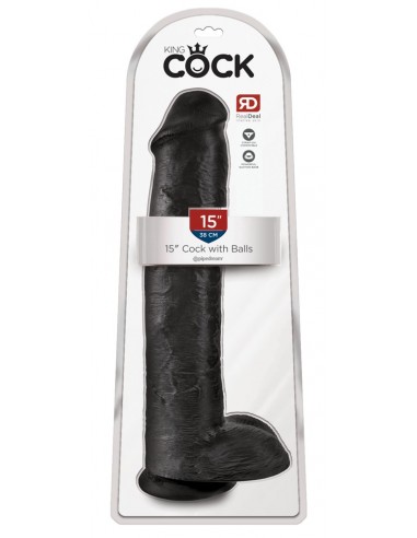 King Cock 15" Cock w Balls Dar